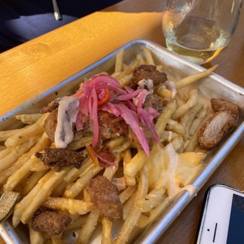 The Backyard - Dehydrated chicken nuggets on soupy cheese water fries. Hope we make it 24 hours with no food borne illness!! - Beer Gardens Near Me - Paso Robles, California The Backyard - Dehydrated chicken nuggets on soupy cheese water fries. Hope we make it 24 hours with no food borne illness!! - Beer Gardens Near Me - Paso Robles, California