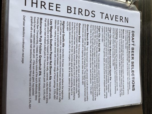 Menu photo 4 Three Birds Tavern St. Petersburg, FL Menu photo 4 Three Birds Tavern St. Petersburg, FL