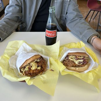 Cochi's Kitchen - Nashville hot chicken sandwich and buttermilk chicken sandwich (I believe that's what they're called) with a Coke bottle - Bakeries Near Me - Morgan Hill, California Cochi's Kitchen - Nashville hot chicken sandwich and buttermilk chicken sandwich (I believe that's what they're called) with a Coke bottle - Bakeries Near Me - Morgan Hill, California