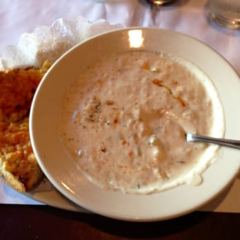 Silver Salmon Grille - Clam Chowder with cheese bread.  Yum!!! - Seafood Near Me - Astoria, Oregon