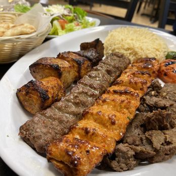 Turkish And Greek Cafe - Mix grill Chicken and Beef Kabobs jasmine rice grilled tomatoes. - Turkish Near Me - Baton Rouge, Louisiana Turkish And Greek Cafe - Mix grill Chicken and Beef Kabobs jasmine rice grilled tomatoes. - Turkish Near Me - Baton Rouge, Louisiana