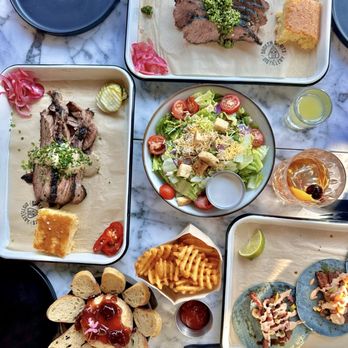 Broken Spirits Distillery - Brisket, Tri-tip, Brie Jam, Salad, and Pork Belly tacos - Distilleries Near Me - Long Beach, California