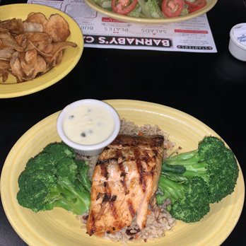 Barnaby's Cafe - Grilled Salmon Filet 2/5. The rice is out of line . - American Near Me - Houston, Texas Barnaby's Cafe - Grilled Salmon Filet 2/5. The rice is out of line . - American Near Me - Houston, Texas