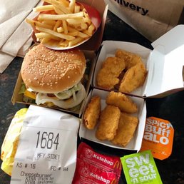 Big Mac, Medium French Fries, Cheeseburger, two 4pcs McNuggets
