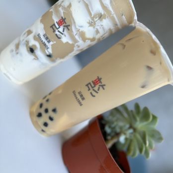 Cha Express - B1. Puff Cream Bubble Black Milk Tea (left) A1. Original Yunnan Black (right) - Bubble Tea Near Me - Alhambra, California