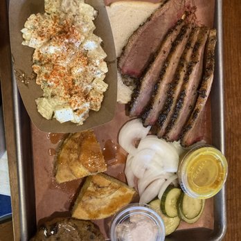 317 BBQ - Combo: brisket, potato salad, cornbread and cookie! - Barbeque Near Me - Indianapolis, Indiana