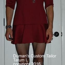 Duman's Custom Tailor - Front Red Mini Dress waist taken in by Duman's