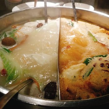Happy Lamb Hot Pot - Half and half (spicy and nonspicy) broth - Hot Pot Near Me - Boston, Massachusetts