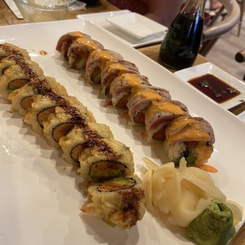 Sushi Cho - Yami spicy tuna roll (left), tuna ninja roll (right) - Japanese Near Me - Fairfax, Virginia Sushi Cho - Yami spicy tuna roll (left), tuna ninja roll (right) - Japanese Near Me - Fairfax, Virginia