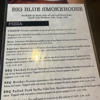 Big Blue Smokehouse - Pizza menu - Barbeque Near Me - Hazard, Kentucky