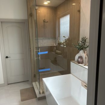 Gatsby Glass - Our dream organic modern bath remodel with frameless Gatsby Glass and protectant - Glass & Mirrors Near Me - Oklahoma City, Oklahoma Gatsby Glass - Our dream organic modern bath remodel with frameless Gatsby Glass and protectant - Glass & Mirrors Near Me - Oklahoma City, Oklahoma