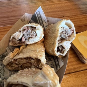 Snake Island Brewing - Brisket Empanada (front); Carnitas and Queso Fresco Empanada (back) - Beer Bar Near Me - Toa Baja, Puerto Rico Snake Island Brewing - Brisket Empanada (front); Carnitas and Queso Fresco Empanada (back) - Beer Bar Near Me - Toa Baja, Puerto Rico