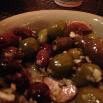 20|Twenty - Marinated Olives, listed 1st on the Tapas menu. Good but a garlic bomb - New American Near Me - Carlsbad, California