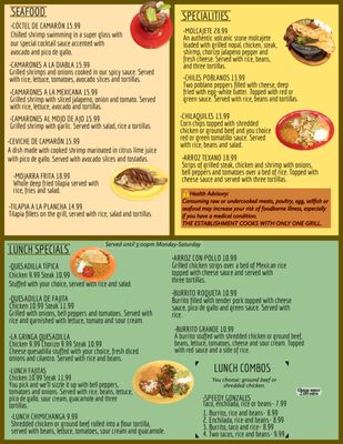 Menu photo 4 El Mexicano Restaurant Jeffersonville, IN