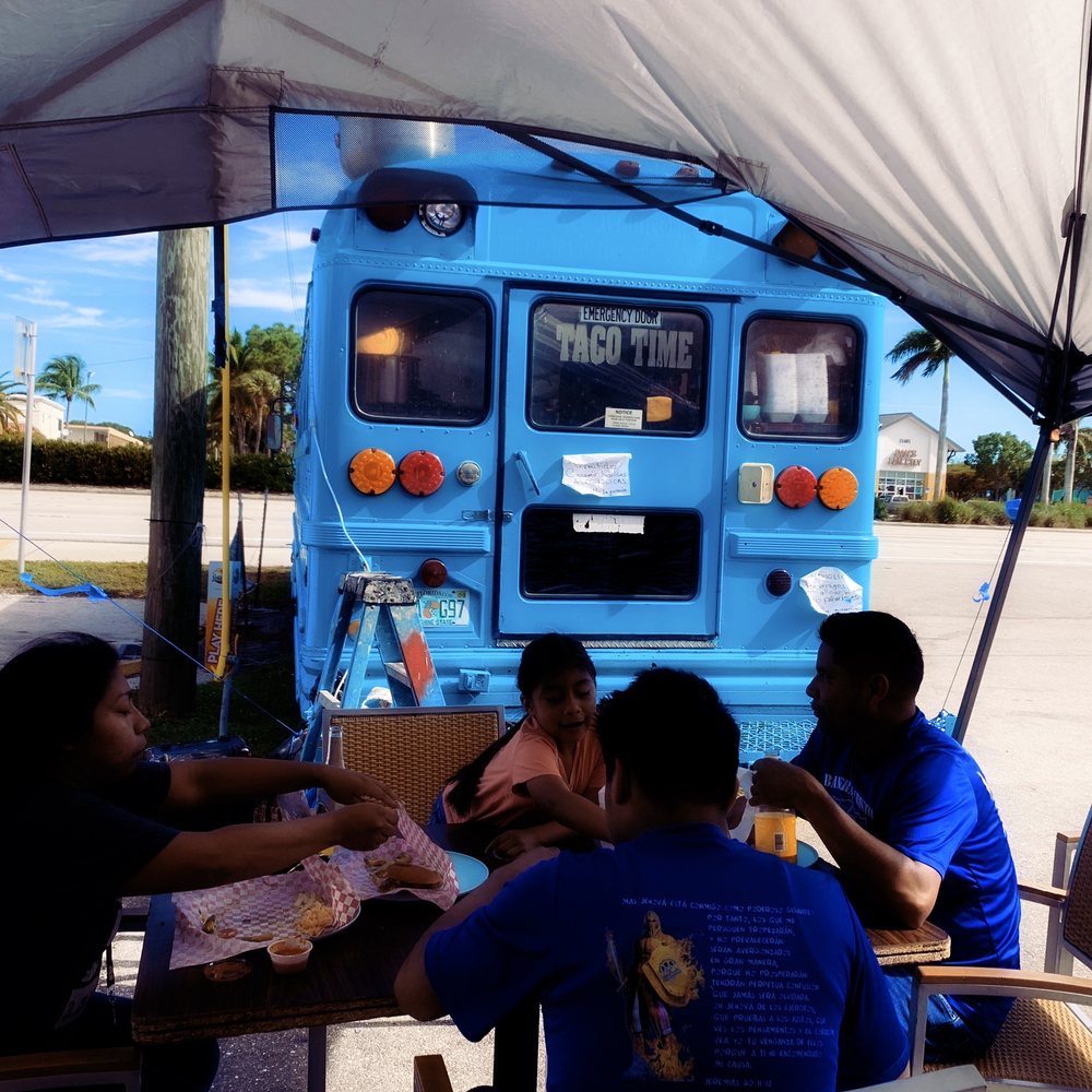 El Corazon de Mexico - The "Taco Time" bus in the parking lot of El Corazon de Mexico Latin Food & Market. - Mexican Near Me - Fort Myers, Florida