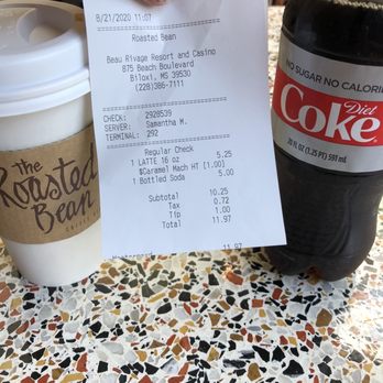 The Roasted Bean - Coffee, Receipt, and $5.00 Diet Coke 20oz bottle. Wow! - Coffee & Tea Near Me - Biloxi, Mississippi