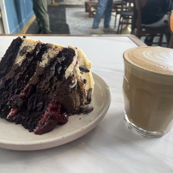 Bernice - Black Forest cake and latte. - Coffee & Tea Near Me - Montreal, Quebec