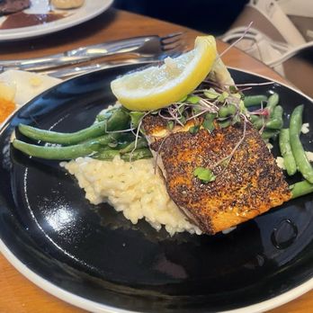 WD Bar & Grille - Blackened Salmon  Faroe Island Salmon,herb risotto, garlic green beans and citrus gastrique - Steakhouses Near Me - Buffalo, New York