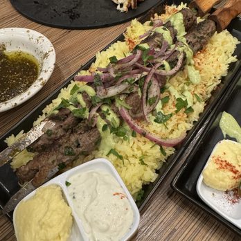 Nicholas Restaurant - Beef Kafta Kabob Plate - Mediterranean Near Me - Portland, Oregon Nicholas Restaurant - Beef Kafta Kabob Plate - Mediterranean Near Me - Portland, Oregon