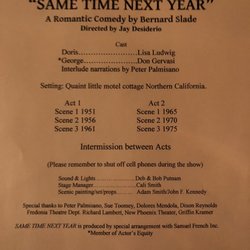 Desiderio Dinner Theatre - Tonight's production