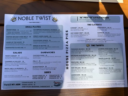 Menu photo 2 Noble Twist Taphouse Saugatuck, MI