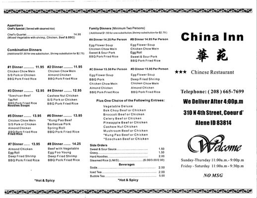 Menu photo 2 China Inn Coeur d'Alene, ID Menu photo 2 China Inn Coeur d'Alene, ID