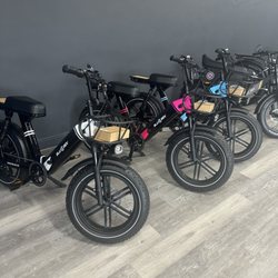 Epic eRides - Bluerev Miami Vice bikes in signature White, Blue and Flamingo pink colors