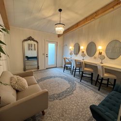 Winter Wood Farm - This is the bridal suite where you and your bridesmaids can get ready. Easy hidden access to the bathroom is a plus!