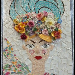 Tsunami Beach - Bianca in the Spring by mosaic artist Angela Farnham. Come check out this one and her other amazing pieces!