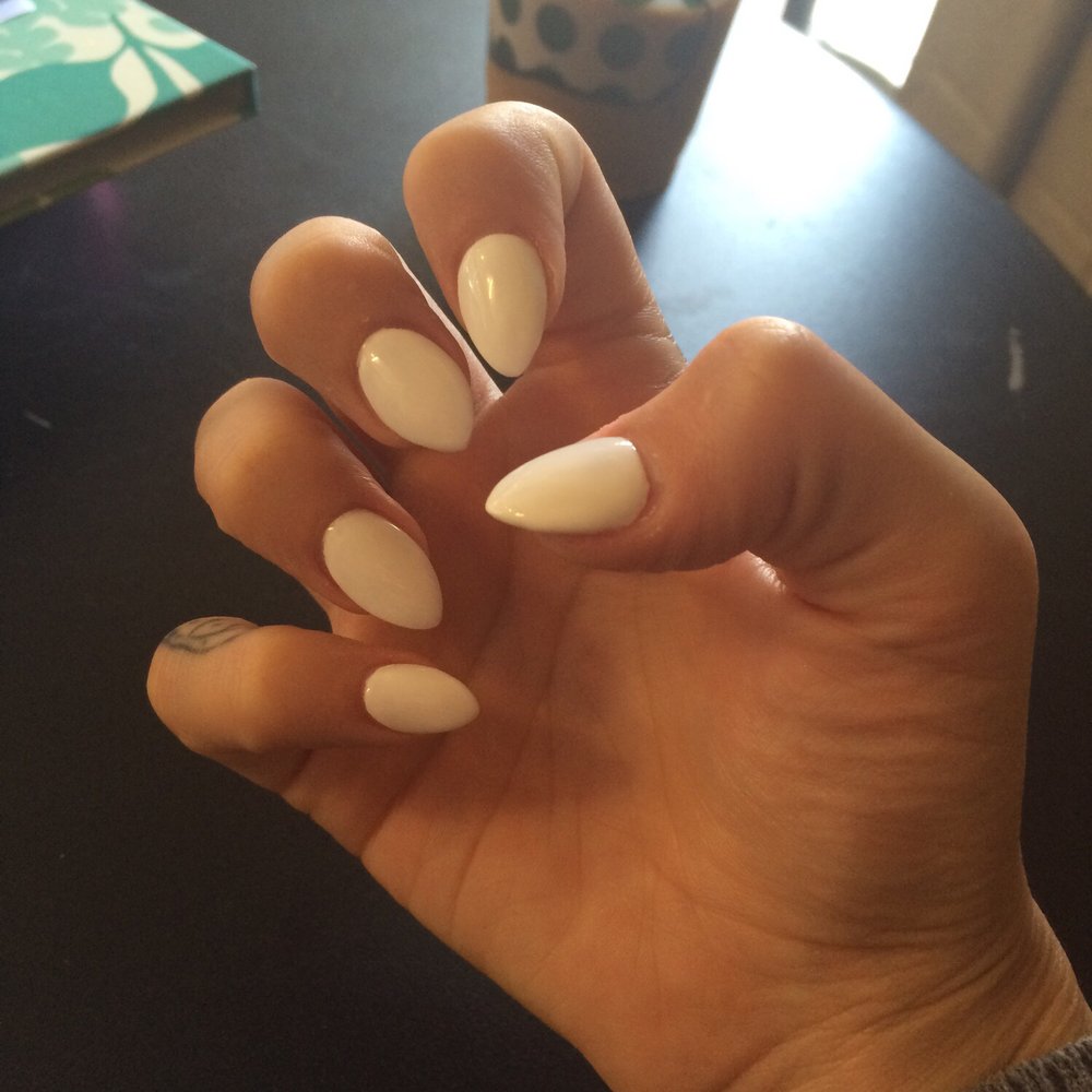 G-nails & Spa - White almond shaped! - Nail Salons Near Me - Davis, California G-nails & Spa - White almond shaped! - Nail Salons Near Me - Davis, California