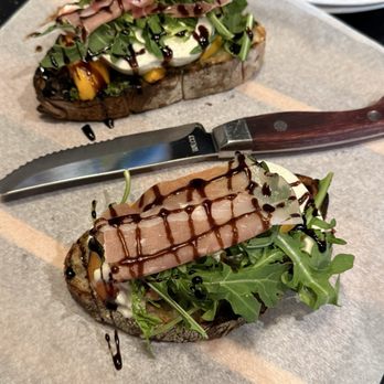 Ovest Via - Special grilled peach and prosciutto bruschetta - Italian Near Me - Parker, Colorado Ovest Via - Special grilled peach and prosciutto bruschetta - Italian Near Me - Parker, Colorado