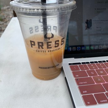 Press Coffee - the Roastery - Halfway done but enjoying every drop of this vanilla latte - Coffee & Tea Near Me - Phoenix, Arizona Press Coffee - the Roastery - Halfway done but enjoying every drop of this vanilla latte - Coffee & Tea Near Me - Phoenix, Arizona