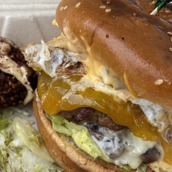 Falafel Flare - BadMaash burger: double meat, cheese, bacon, egg super yummy - Mediterranean Near Me - Tracy, California