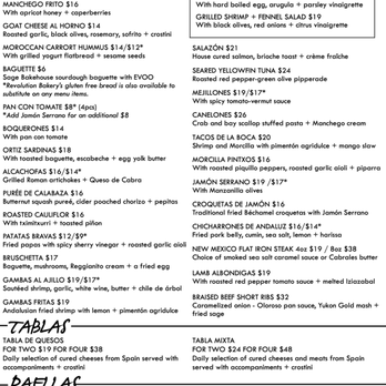 La Boca - Menu - Tapas Bars Near Me - Santa Fe, New Mexico La Boca - Menu - Tapas Bars Near Me - Santa Fe, New Mexico