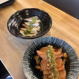 Truffle salmon and hot hamachi