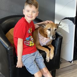 The Edge Barbershop - My son with Sissy.