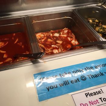 Joy Kitchen - Condiments bar. Kimchi, Pickled Radish and Jalapeños - Korean Near Me - Richardson, Texas
