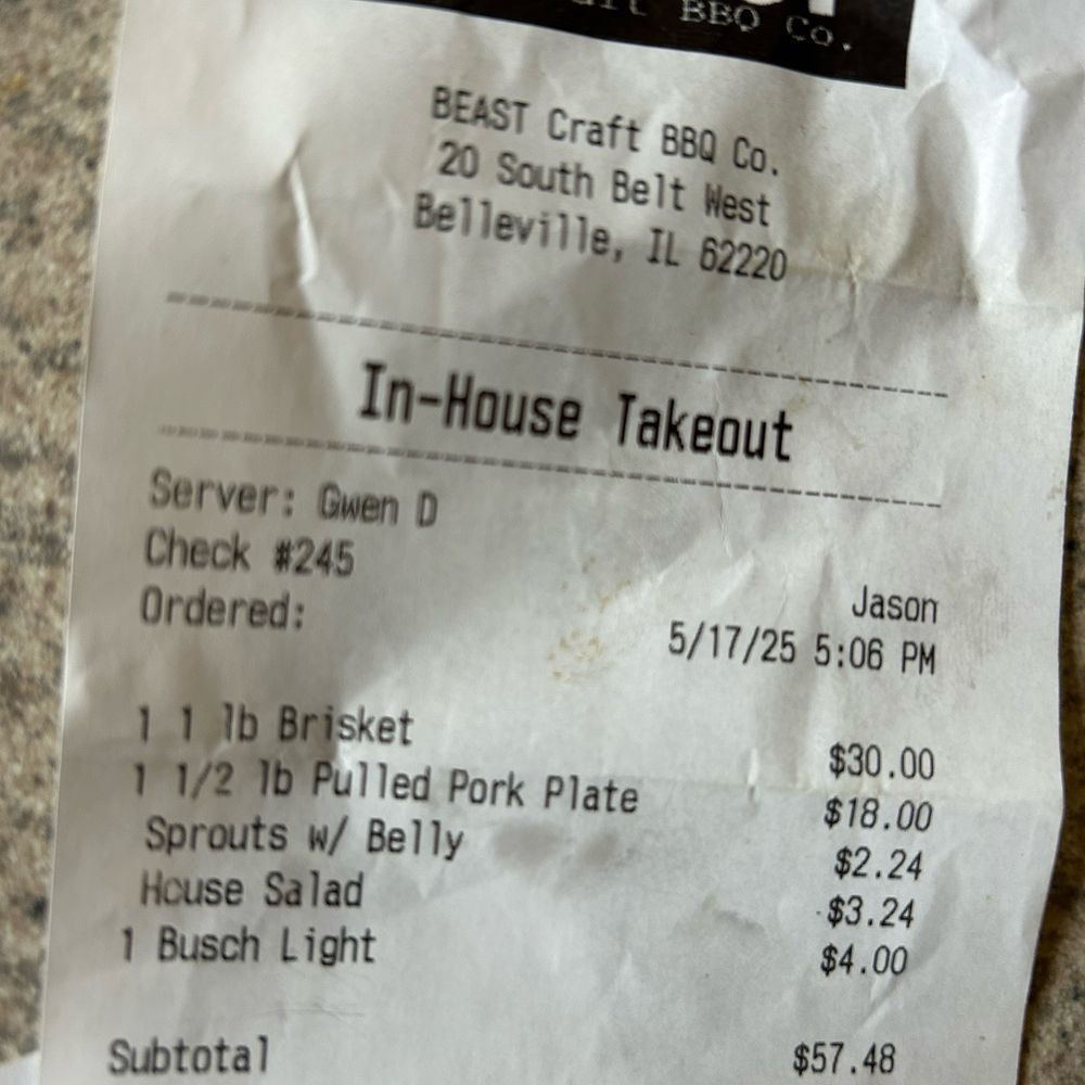 BEAST Craft BBQ - Quality doesn't match the price... - Barbeque Near Me - Belleville, Illinois