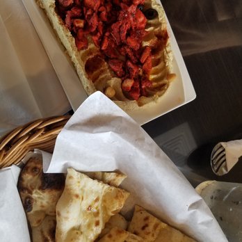 Kabob Korner - Hummus with Tandoori Chicken and Naan (6.95) - Mediterranean Near Me - Katy, Texas Kabob Korner - Hummus with Tandoori Chicken and Naan (6.95) - Mediterranean Near Me - Katy, Texas
