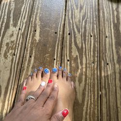 Total Nails - I had a little red white and blue thing going on for Independence Day. My idea was a GREAT one it was just executed poorly. lol