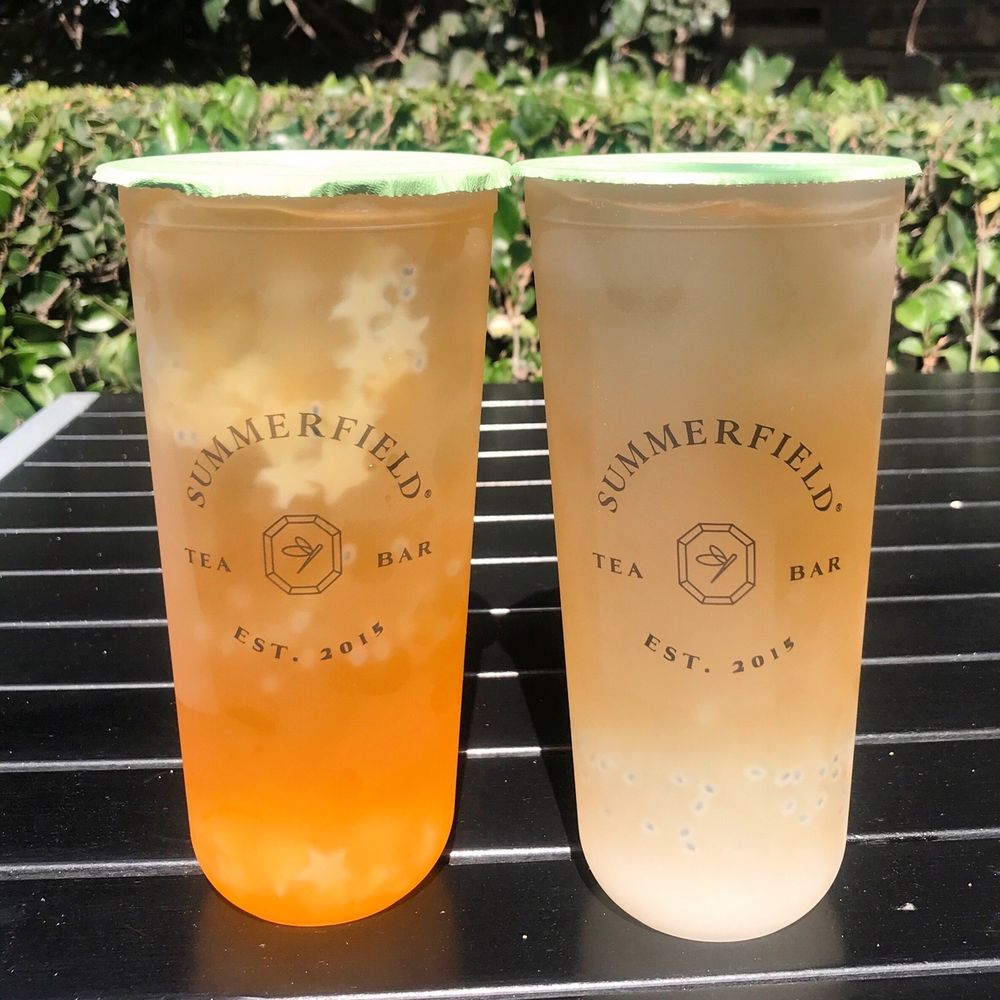 Summerfield Tea Bar - Passion Fruit Tea (with Mango Stars) and Lychee Tea (with Crystal Boba) - Bubble Tea Near Me - Garden Grove, California Summerfield Tea Bar - Passion Fruit Tea (with Mango Stars) and Lychee Tea (with Crystal Boba) - Bubble Tea Near Me - Garden Grove, California