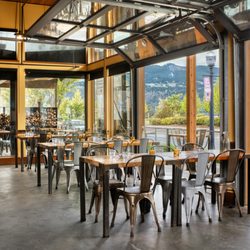 Solstice Wood Fire Cafe & Bar - Open dining room & patio seating with Columbia River waterfront views!