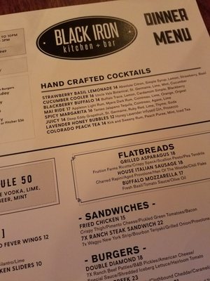Menu photo 5 Black Iron Kitchen and Bar Telluride, CO