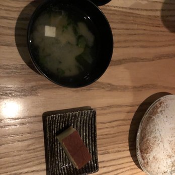 Sushi Kashiba - Miso soup and Tomago (egg) for dessert - Japanese Near Me - Seattle, Washington