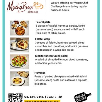Mocha Box Coffee - The Vegan Chef Challenge Menu for June. - Coffee & Tea Near Me - Asheville, North Carolina Mocha Box Coffee - The Vegan Chef Challenge Menu for June. - Coffee & Tea Near Me - Asheville, North Carolina