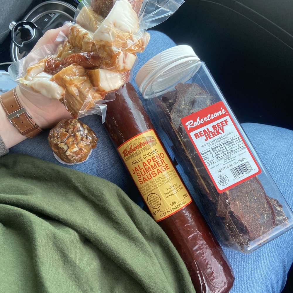 Robertson's Hams - Jalapeño sausage, pralines, and the bacon ends. - Meat Shops Near Me - Seminole, Oklahoma Robertson's Hams - Jalapeño sausage, pralines, and the bacon ends. - Meat Shops Near Me - Seminole, Oklahoma