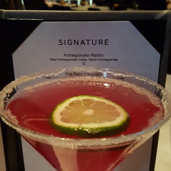 Chart House - Pomegranate Martini with a small view of NYC - Seafood Near Me - Weehawken, New Jersey
