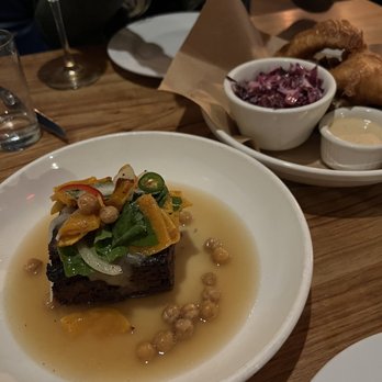 Dai Due - Wild Boar Confit in Boar Broth and Fish and Chips in the back - Butcher Near Me - Austin, Texas Dai Due - Wild Boar Confit in Boar Broth and Fish and Chips in the back - Butcher Near Me - Austin, Texas
