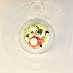 Muu Muuzzarella Lounge - Crudo di mare crema di mozzarella ed aria di limone. Ph Muu Muzzarella Lounge