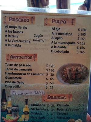 Menu photo 1 Los Gueros Santa María Huatulco, OAX